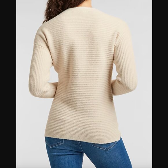 Express Ribbed Wrap Front Tunic Sweater – Deep Plum Purple – Size L - Picture 9 of 9